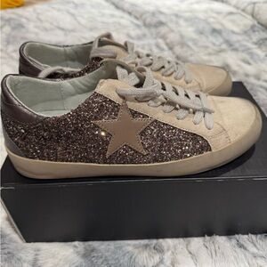 ShuShop Women's Sneakers - Glitter Brown and Cream